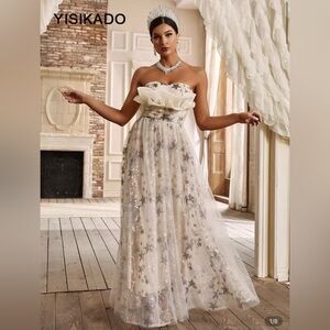 SHEIN White Starry Strapless Dress